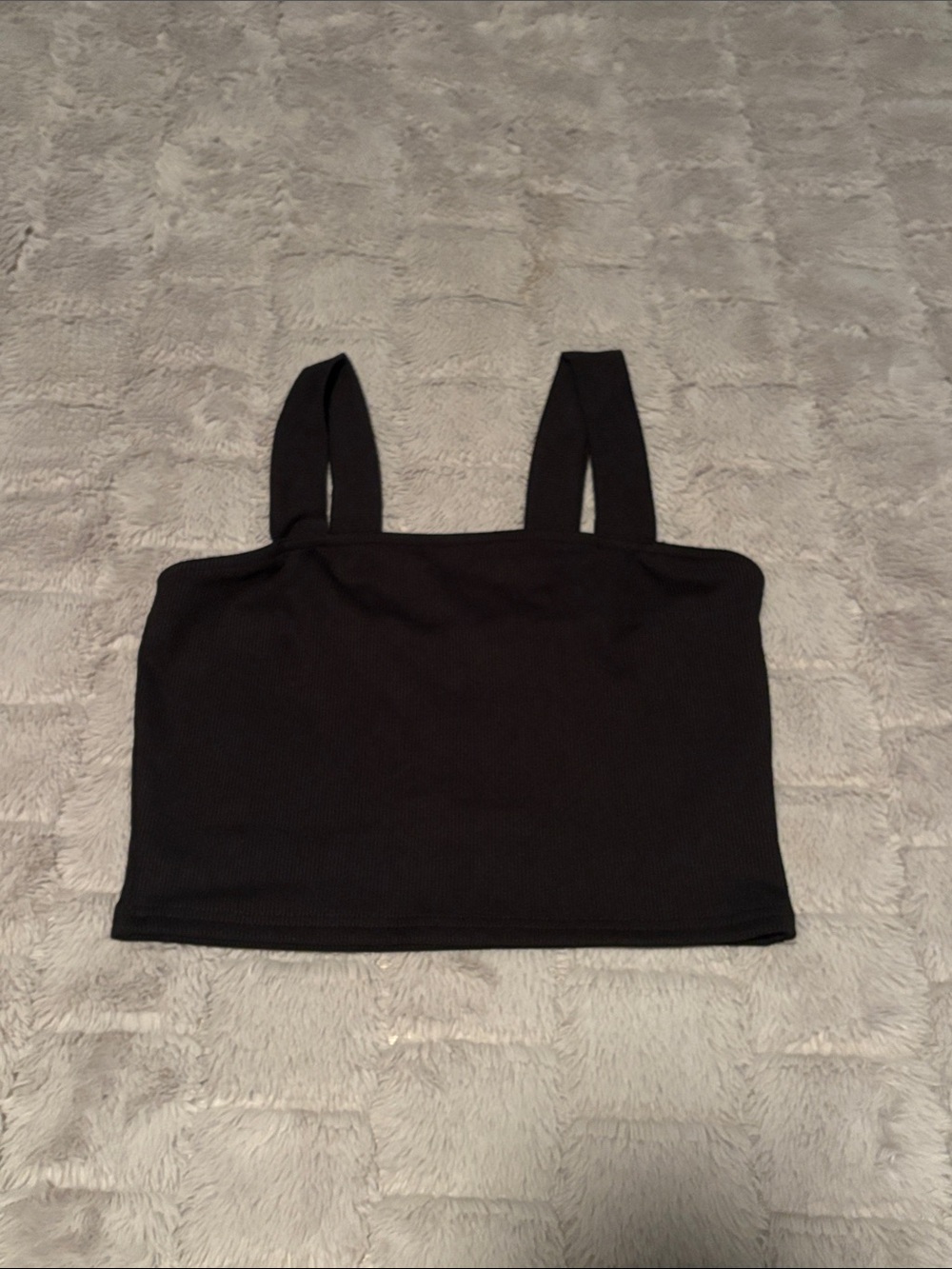 Women’s Ribbed Square-Neck Tank Crop Top in black